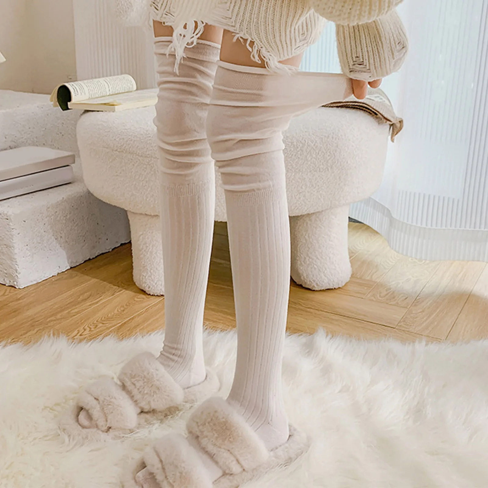 Womens Stockings Solid Knitted Cotton Thigh Long Warmers Knee Socks Over Knee Solid Color Japanese Warm Thick Girls Stockings
Womens Stockings Solid Knitted Cotton Thigh Long Warmers Knee Socks Over Knee Solid Color Japanese Warm Thick Girls Stockings