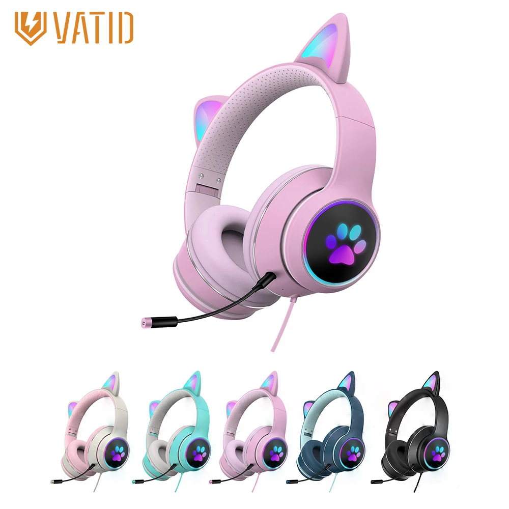 Vatid Cat Ear Gamer Headset Girl Cute Headset Double Noise-Cancelling Headphone With Microphone RGB Light Virtual 7.1Auriculares
Vatid Cat Ear Gamer Headset Girl Cute Headset Double Noise-Cancelling Headphone With Microphone RGB Light Virtual 7.1Auriculares