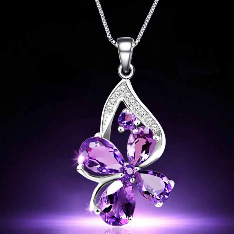 ANGLANG Fashion Butterfly Design Purple Cubic Zirconia Pendant Necklace Silver Color Bijoux Collier Elegant Women Jewelry Gifts
ANGLANG Fashion Butterfly Design Purple Cubic Zirconia Pendant Necklace Silver Color Bijoux Collier Elegant Women Jewelry Gifts