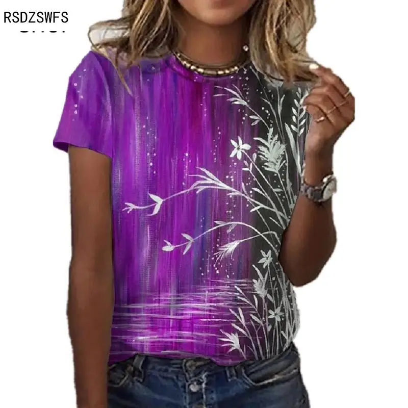 Women's Short-sleeved O-neck T-shirt 3d Floral Print T-shirt Summer Wild Comfortable Loose T-shirt
Women's Short-sleeved O-neck T-shirt 3d Floral Print T-shirt Summer Wild Comfortable Loose T-shirt