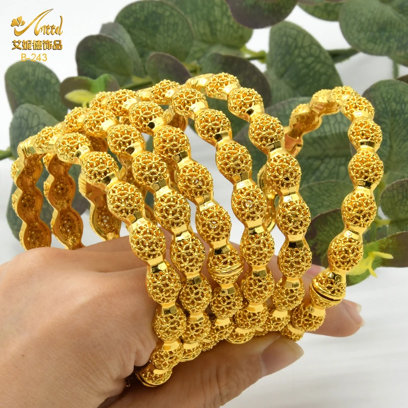 

Bangles African Woman Dubai Gold Plated 24k Bracelet Indian Jewelry For Women Wedding Charm Arabic Bracelets Luxury Brand