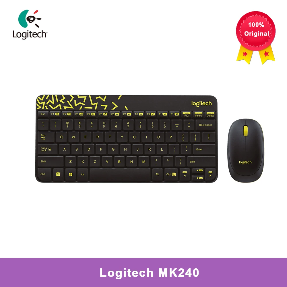 

Беспроводная клавиатура и мышь Logitech MK240 MK245 Nano, комбинированный набор, подходит для ноутбука, настольного компьютера, домашнего и офисного и...