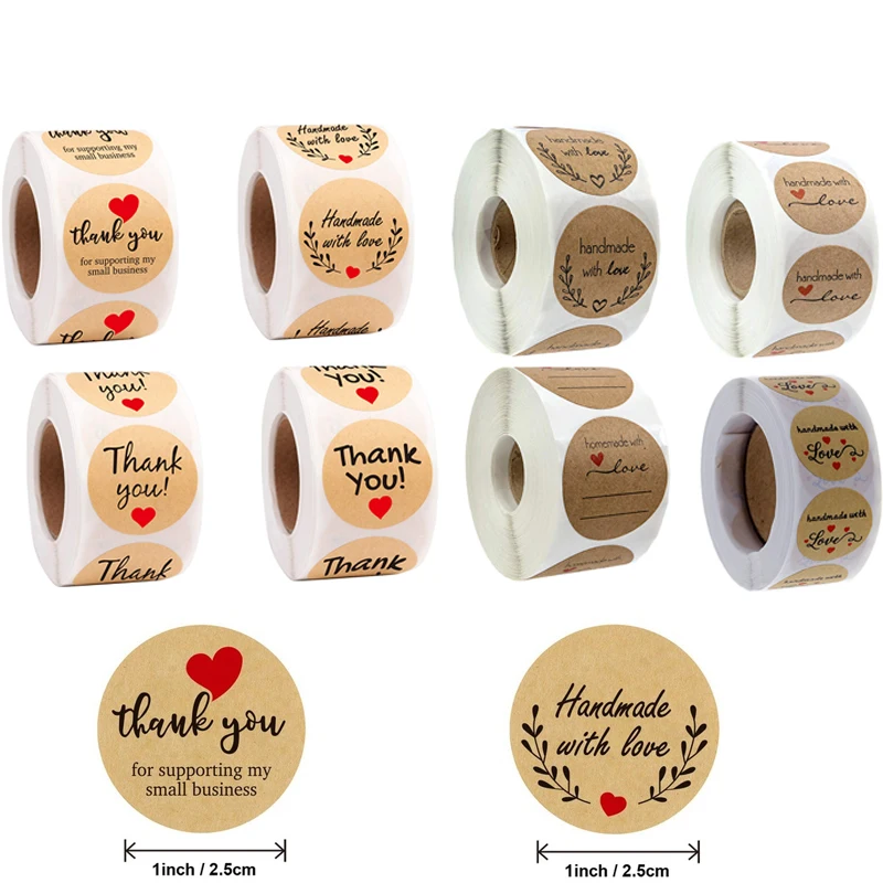 500pcs/roll Round Kraft Paper Stickers Scrapbook Gift Stationery Label Stickers Handmade with Love Thank You for The Stickers
500pcs/roll Round Kraft Paper Stickers Scrapbook Gift Stationery Label Stickers Handmade with Love Thank You for The Stickers