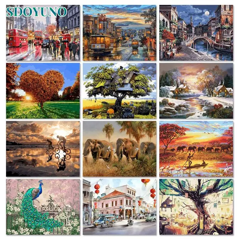 SDOYUNO DIY Oil Painting By Numbers Stree Landscape Frame Pictures By Numbers Handpaint Acrylic Kits For Home Decoration Drawing
SDOYUNO DIY Oil Painting By Numbers Stree Landscape Frame Pictures By Numbers Handpaint Acrylic Kits For Home Decoration Drawing