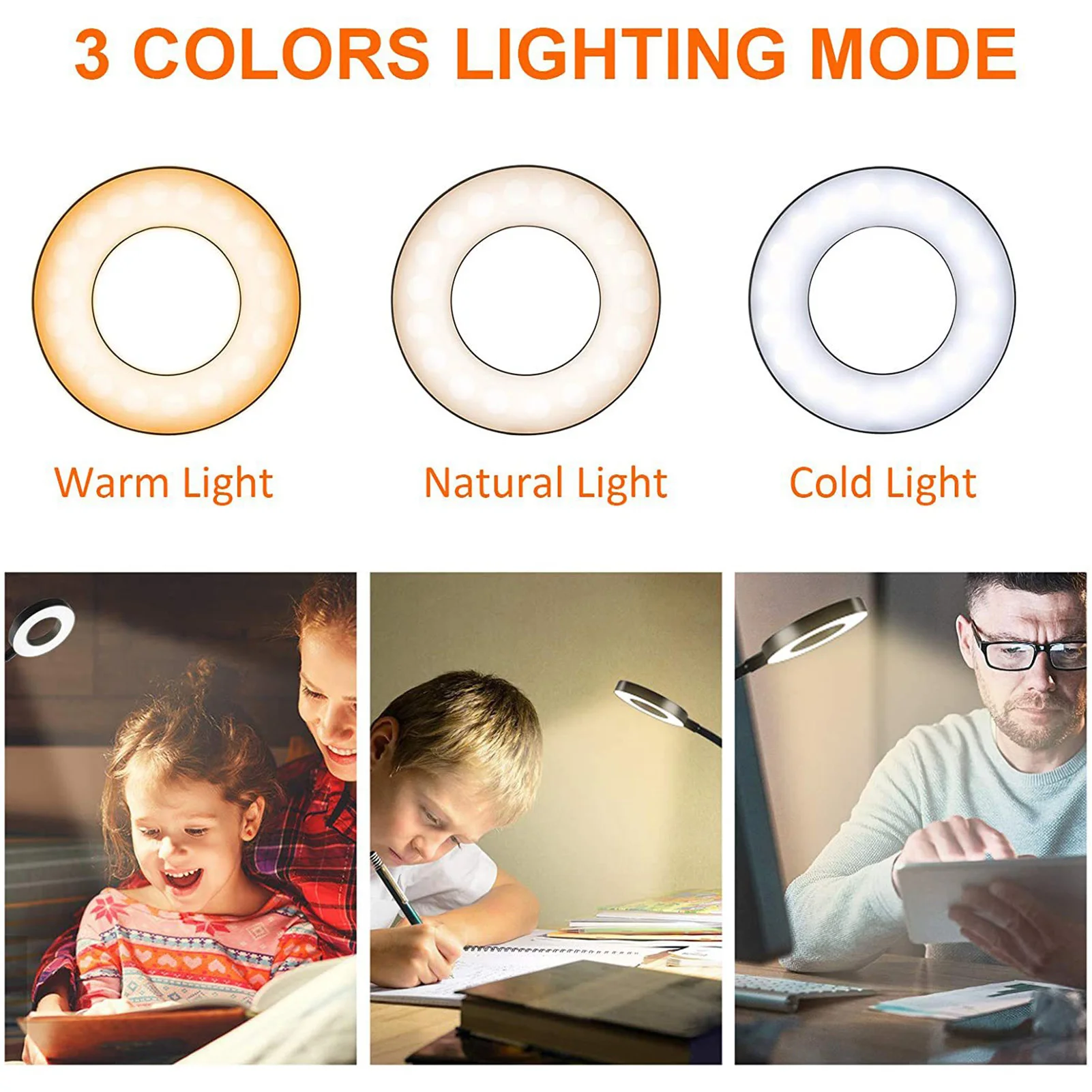 USB Clip-on Desk Lamp 48 LED Eye-caring Headboard Lights With 3 Lighting Modes Dimmable 10 Brightness Levels 360 Adjustable
USB Clip-on Desk Lamp 48 LED Eye-caring Headboard Lights With 3 Lighting Modes Dimmable 10 Brightness Levels 360 Adjustable