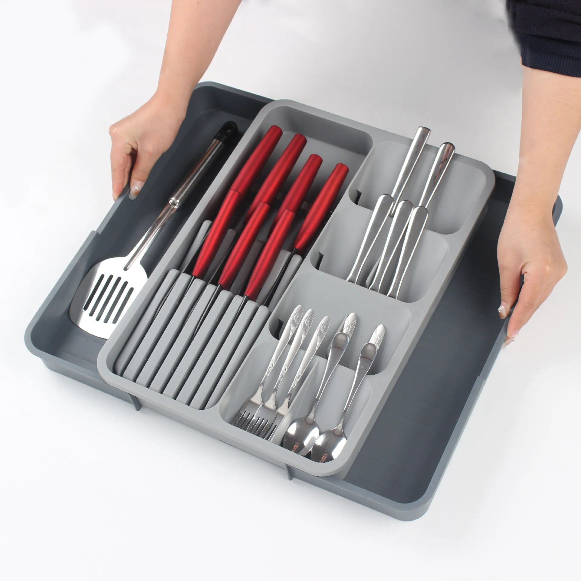 Large Retractable Kitchen Cutlery Divider, Storage Box, Knife, Fork, Spoon, Organizer Drawer, Cutlery Plate
Large Retractable Kitchen Cutlery Divider, Storage Box, Knife, Fork, Spoon, Organizer Drawer, Cutlery Plate