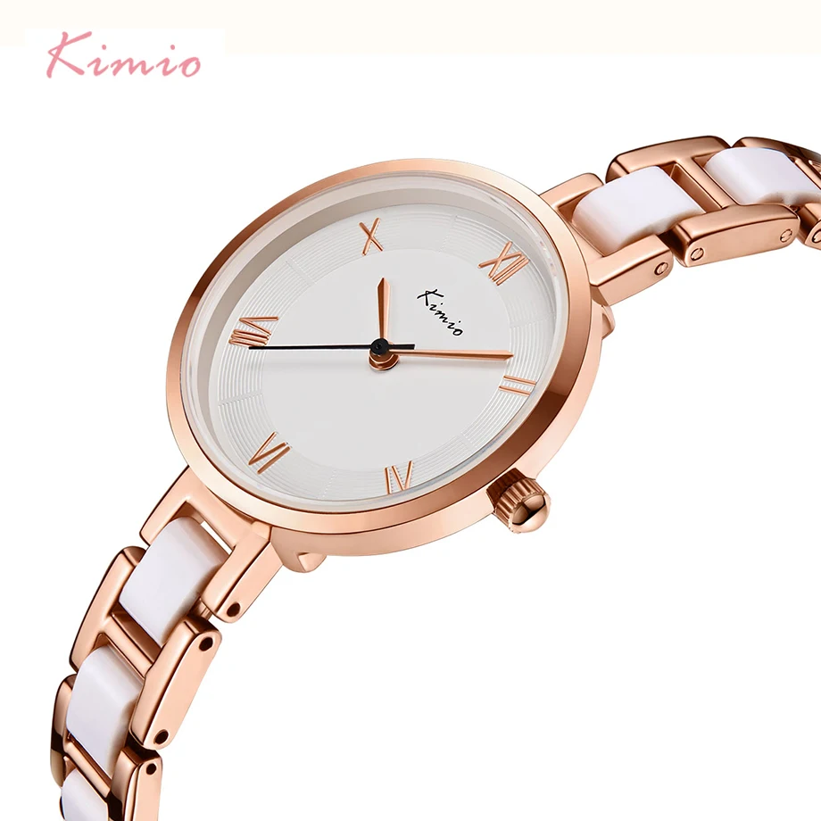 6495 KIMIO Women White Imitation Ceramic Bracelet Watches Simple Big Dial Ladies Quartz Watch Roman Scale Wristwatch
6495 KIMIO Women White Imitation Ceramic Bracelet Watches Simple Big Dial Ladies Quartz Watch Roman Scale Wristwatch