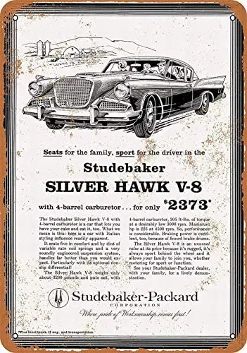 Металлический знак, 8X12 дюймов, Studebaker, Packard Silver Hawk, винтажный Настенный декор, домашний декор
Металлический знак, 8X12 дюймов, Studebaker, Packard Silver Hawk, винтажный Настенный декор, домашний декор