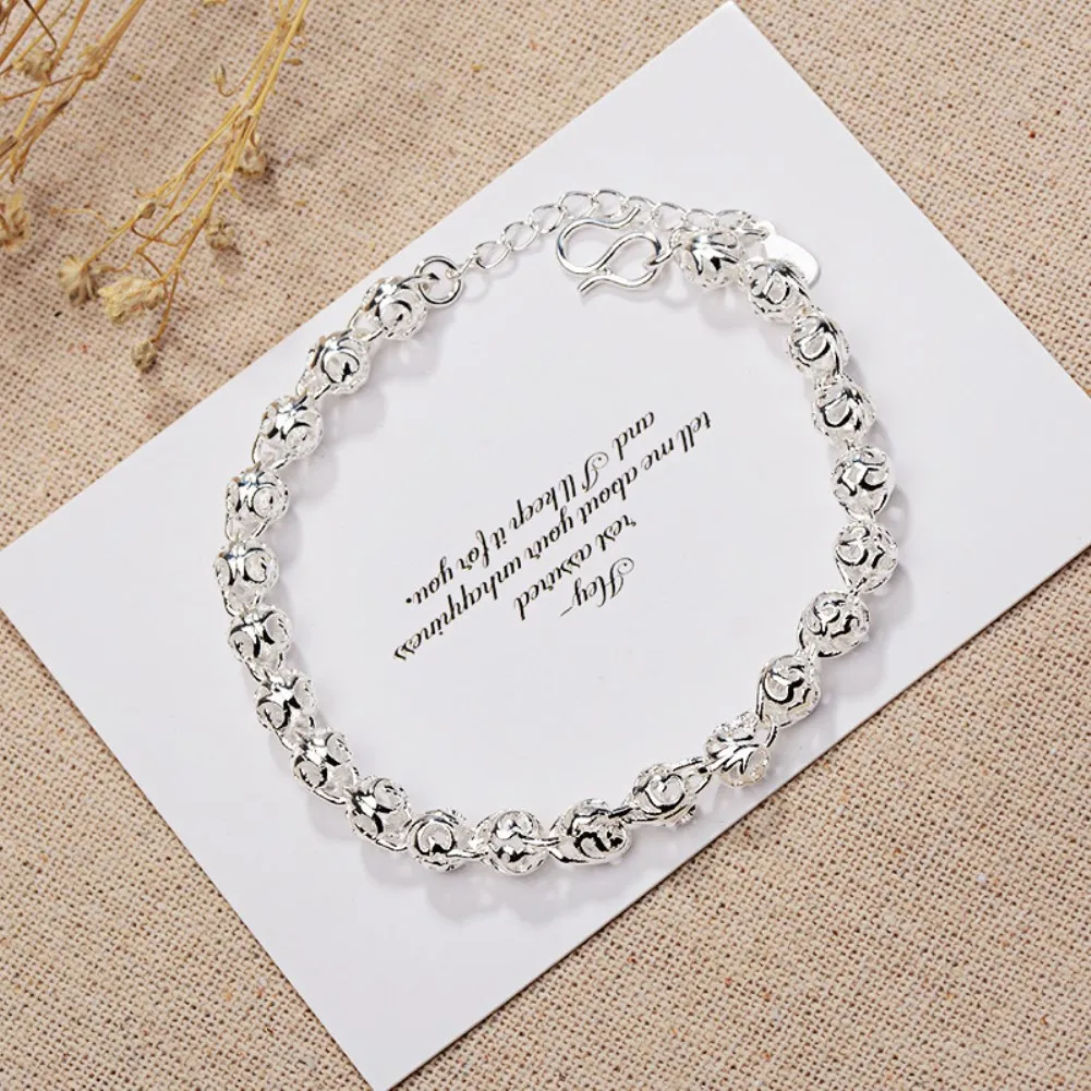 Fine Pretty lovely Hollow ball Chain 925 sterling Silver Bracelet for Women Fashion Wedding Party Couple gifts Jewelry
Fine Pretty lovely Hollow ball Chain 925 sterling Silver Bracelet for Women Fashion Wedding Party Couple gifts Jewelry