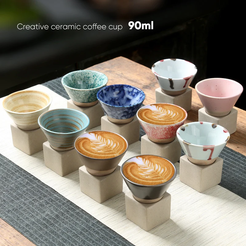 

Креативная керамическая кофейная кружка в стиле ретро, чашка для чая из грубой керамики, японский латте, фарфоровая чашка с цветочным рисунком, керамическая чашка для кофе