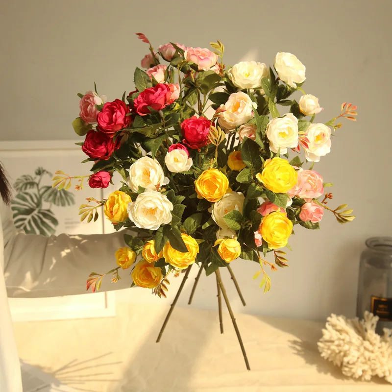 5 Heads Tea Rose Artificial Silk Flower Bouquet Home Hotel Table Decoration Fake Flower Wedding Bride Holding Floral Bouquet
5 Heads Tea Rose Artificial Silk Flower Bouquet Home Hotel Table Decoration Fake Flower Wedding Bride Holding Floral Bouquet