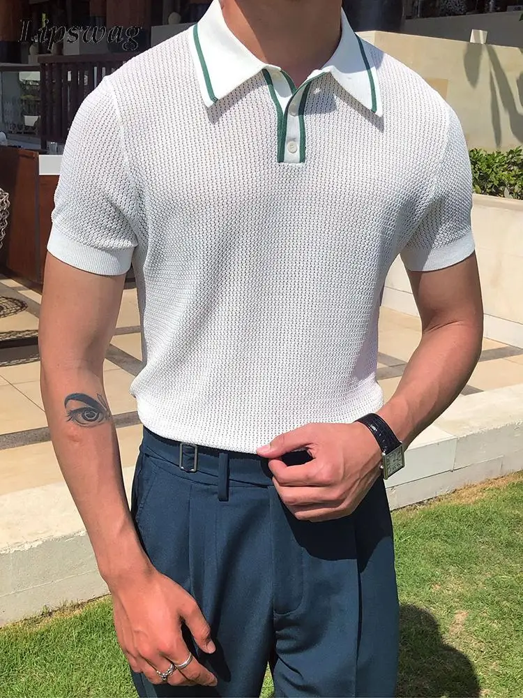 Рубашка-поло мужская ребристая с коротким рукавом, повседневный облегающий пуловер, топ, уличная одежда, топ с отложным воротником, лето
Рубашка-поло мужская ребристая с коротким рукавом, повседневный облегающий пуловер, топ, уличная одежда, топ с отложным воротником, лето