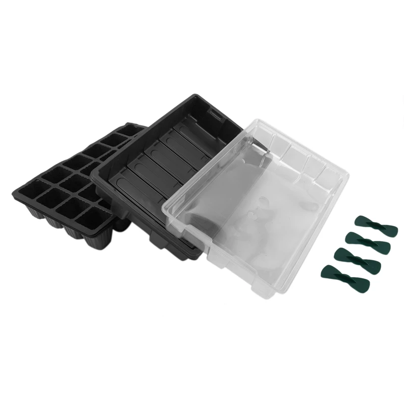 

4Pcs Seedling Tray, 24 Cells Plastic Seedling Nursery Tray Flower Seed Propagators With Adjustable Vents For Greenhouse