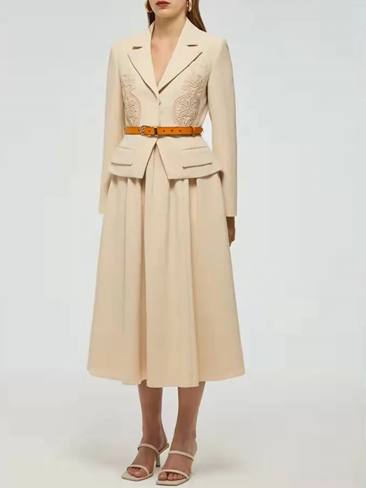 Women Lace Hollow Out Stitching Midi Dress Elegant Female Office Slim Long Robes 2022 Early Spring Fake Two Piece Set
Women Lace Hollow Out Stitching Midi Dress Elegant Female Office Slim Long Robes 2022 Early Spring Fake Two Piece Set
