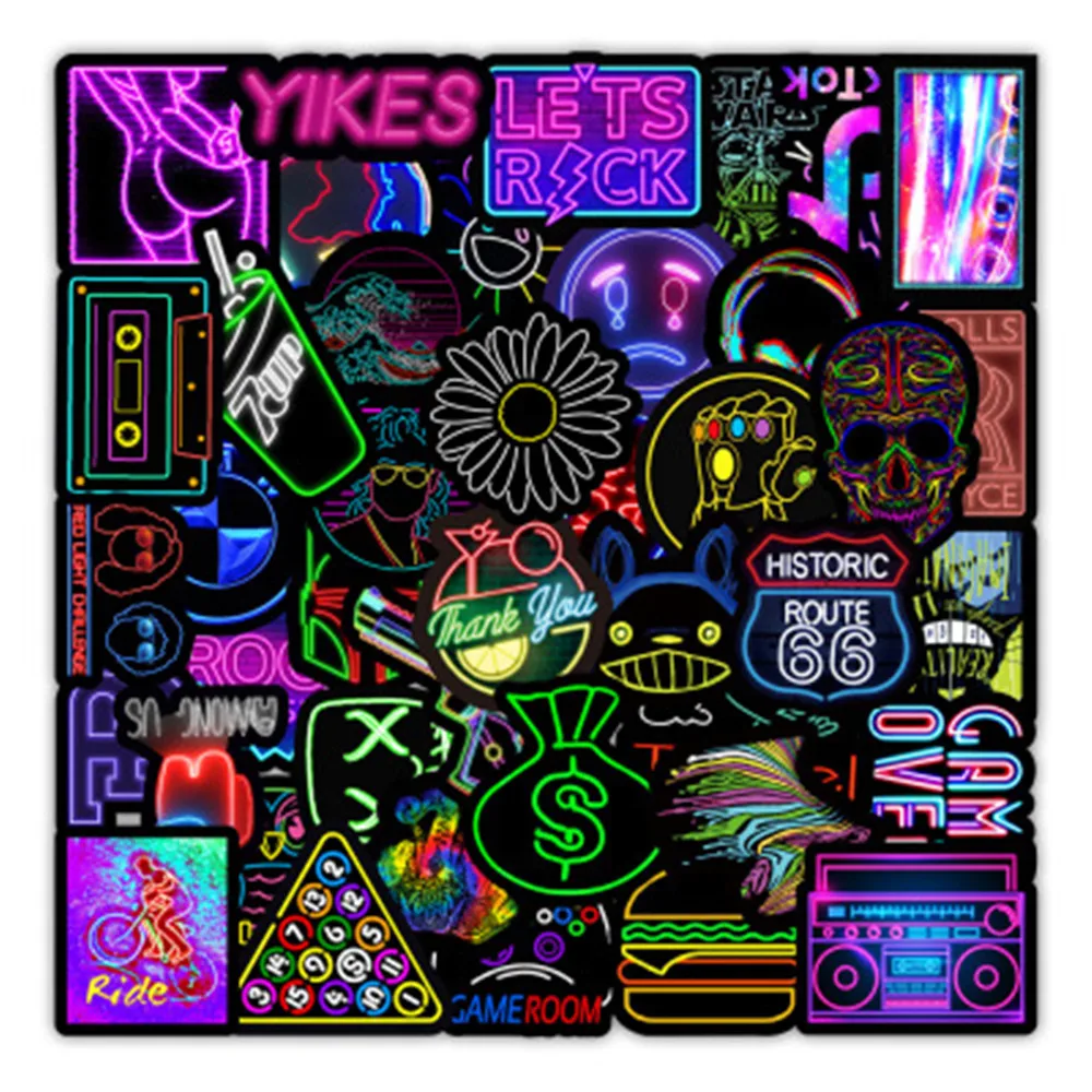 10/30/50PCS Cartoon Neon Light Graffiti Stickers Car Guitar Motorcycle Luggage Suitcase DIY Classic Toy Decal Sticker for Kid
10/30/50PCS Cartoon Neon Light Graffiti Stickers Car Guitar Motorcycle Luggage Suitcase DIY Classic Toy Decal Sticker for Kid