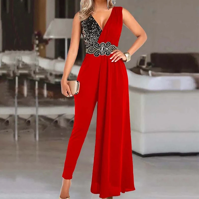 Women Sexy Glitter Patchwork Tank Jumpsuit Elegant Deep V-neck Pencil Pants Bodysuit Romper Fashion Sleeveless Playsuit Overalls
Women Sexy Glitter Patchwork Tank Jumpsuit Elegant Deep V-neck Pencil Pants Bodysuit Romper Fashion Sleeveless Playsuit Overalls