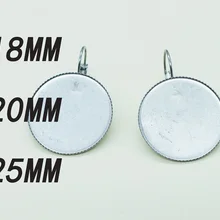 100PCS Pure stainless steel 18MM 20MM 25mm French ear hook round teeth blank bottom tray