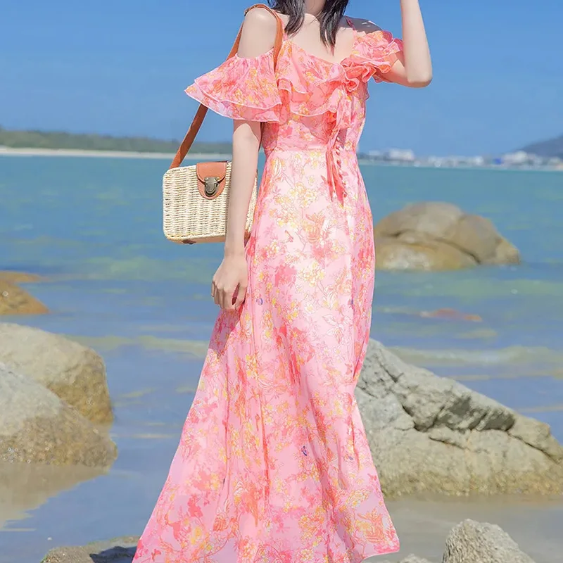 Elegant Floral Strap Dress for Women Girl Sweet Summer Sleeveless Long Dress Chiffon Fragmented Flower Fairy Beach Dress Vestido
Elegant Floral Strap Dress for Women Girl Sweet Summer Sleeveless Long Dress Chiffon Fragmented Flower Fairy Beach Dress Vestido