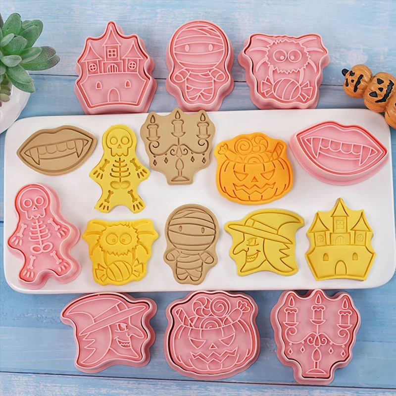 8Pc Cartoon Halloween Ghost Skull Castle Cookie Cutter Fondant Cookie Embosser Mold Cake Decorating Tools Halloween Party Decor
8Pc Cartoon Halloween Ghost Skull Castle Cookie Cutter Fondant Cookie Embosser Mold Cake Decorating Tools Halloween Party Decor