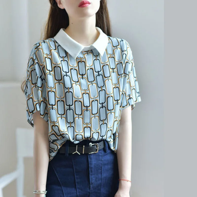 Fashion Lapel Printed Spliced Loose Chiffon Shirt 2022 Summer New Casual Pullovers Oversized Commute Female Clothing Blouse
Fashion Lapel Printed Spliced Loose Chiffon Shirt 2022 Summer New Casual Pullovers Oversized Commute Female Clothing Blouse