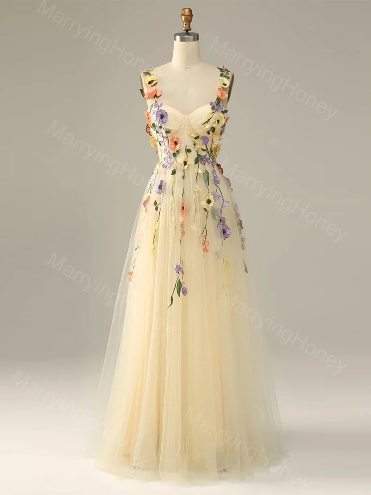 3D Flowers Tulle Spaghetti Straps Prom Dress for Women Sleeveless Long Homecoming Dress A Line Backless Formal Party Gowns
3D Flowers Tulle Spaghetti Straps Prom Dress for Women Sleeveless Long Homecoming Dress A Line Backless Formal Party Gowns