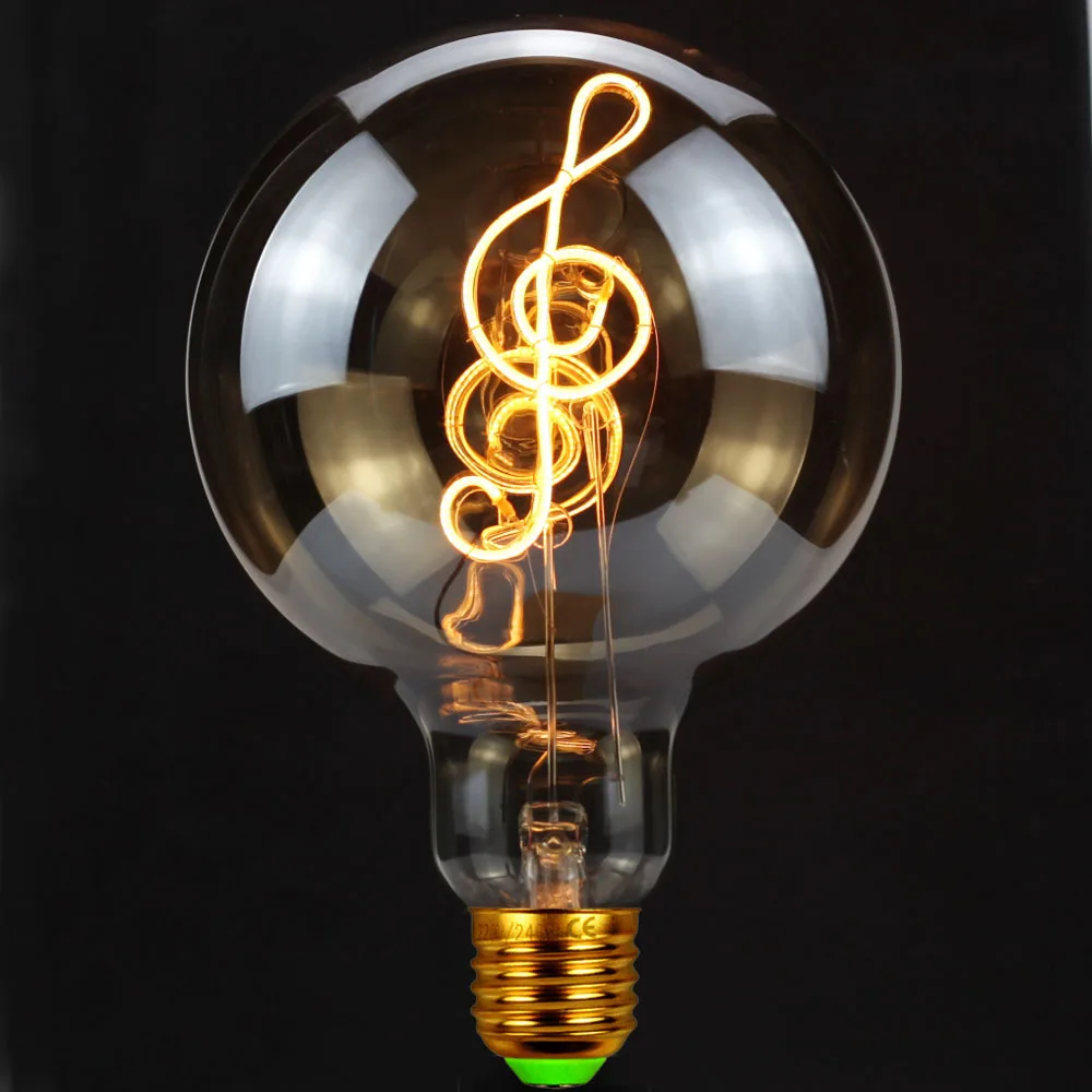

High Note LED Bulb Room Decor Eight-note Filament Retro Edison Lamp E27 220V 110V Vintage G125 Bulb Modeling Lights