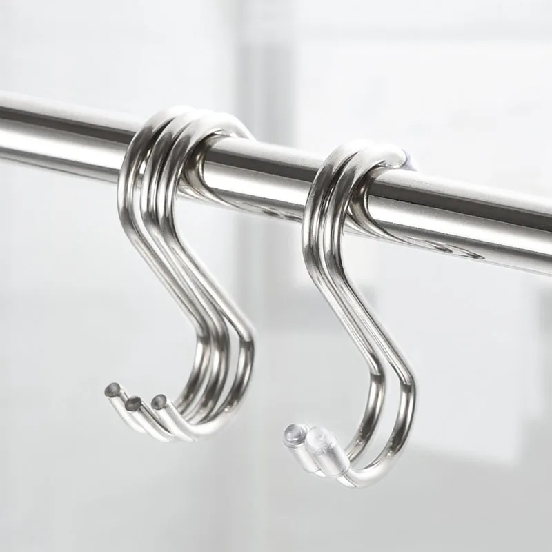 

5x Stainless Steel S-Shape Hook S Hanger home Kitchen Hanging Tools Bedroom Multi-function Railing Clasp Holder Hooks Storage P1