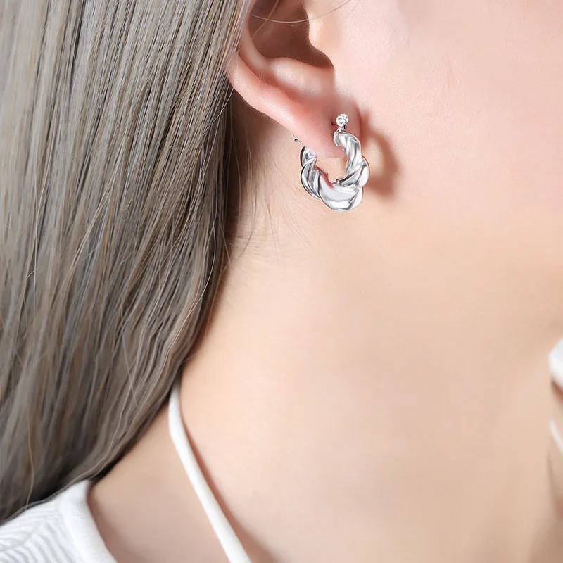 Gold Silver Color Twist Drop Earrings Vintage Texture Geometric Hoop Earring Women Stainless Steel Waterproof Earrings Jewelry 
Gold Silver Color Twist Drop Earrings Vintage Texture Geometric Hoop Earring Women Stainless Steel Waterproof Earrings Jewelry