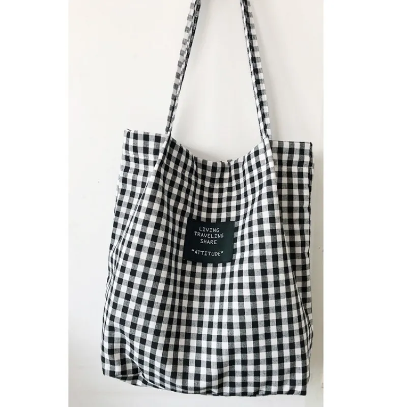 Fashion Durable Women Student Cotton Linen Single Shoulder Bag Shopping Tote Check Plaid Female Flax Canvas Shopping Bags
Fashion Durable Women Student Cotton Linen Single Shoulder Bag Shopping Tote Check Plaid Female Flax Canvas Shopping Bags