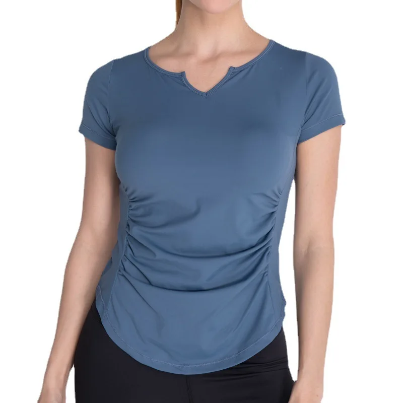 Yoga blouse female V-neck slim sports short sleeves loose leisure professional morning running fitness clothes T-shirt
Yoga blouse female V-neck slim sports short sleeves loose leisure professional morning running fitness clothes T-shirt
