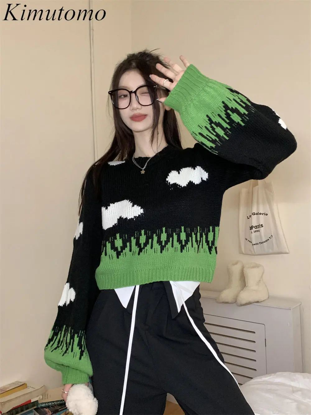 Kimutomo Sweet Loose Color Contrast Printing Sweater Woman Elegant O-neck Lantern Sleeves Versatile Short Knit Pullover Ins Tide
Kimutomo Sweet Loose Color Contrast Printing Sweater Woman Elegant O-neck Lantern Sleeves Versatile Short Knit Pullover Ins Tide