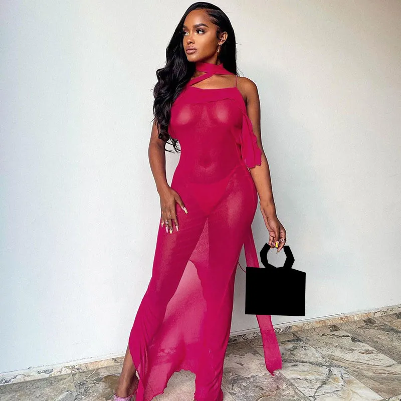 WUHE Mesh See Though Side Split Halter Neck Backless Sleeveless Maxi Dress Sexy Hollow Out Night Party Club Women Dress
WUHE Mesh See Though Side Split Halter Neck Backless Sleeveless Maxi Dress Sexy Hollow Out Night Party Club Women Dress