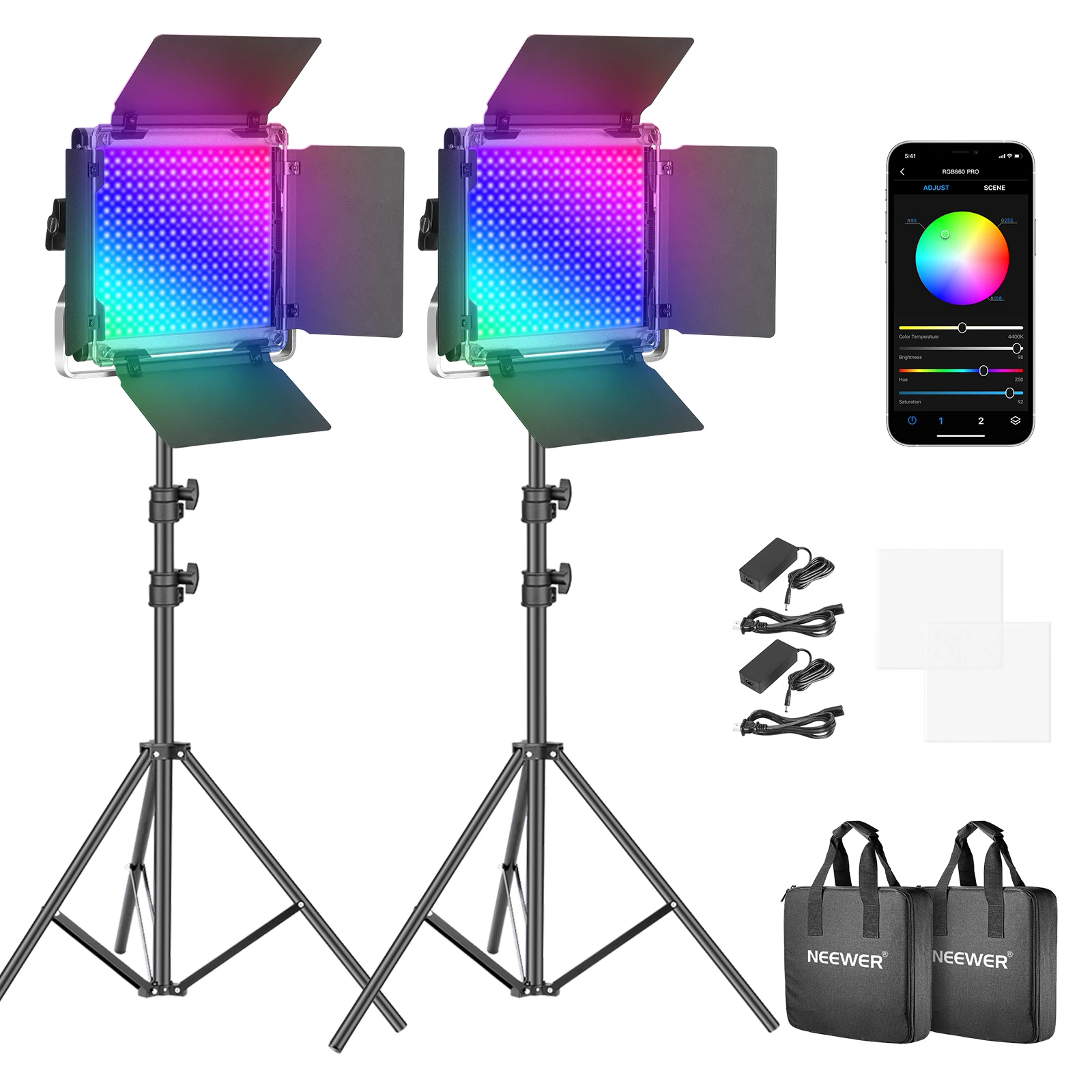 Neewer RGB Led Video Light with APP Control, 360°Full Color, 50W 660 PRO Video Lighting Kit CRI 97+ for Gaming, Streaming, Zoom
Neewer RGB Led Video Light with APP Control, 360°Full Color, 50W 660 PRO Video Lighting Kit CRI 97+ for Gaming, Streaming, Zoom