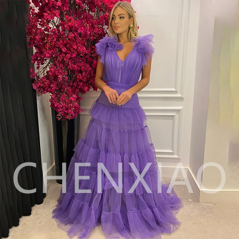 Purple Tiered Long evening tulle dress Formal Party Dresses For Women Robe De Mariée Bridesmaid Prom Dress Backless V-Neck
Purple Tiered Long evening tulle dress Formal Party Dresses For Women Robe De Mariée Bridesmaid Prom Dress Backless V-Neck