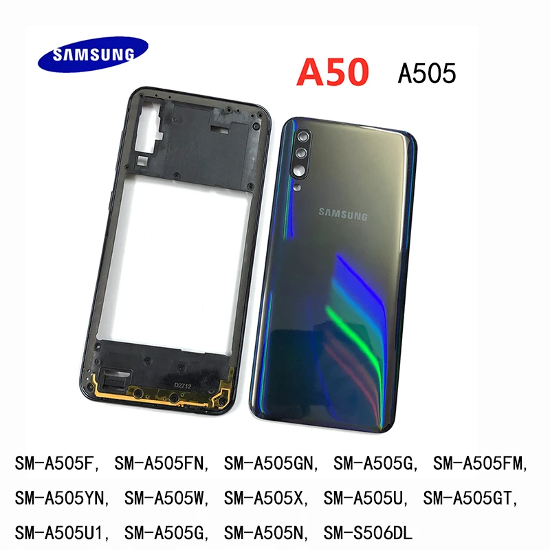 Оригинальный Корпус для Samsung Galaxy A50 2019 A505 A505F A505DS, чехол средней рамки + задняя крышка аккумулятора + объектив камеры
Оригинальный Корпус для Samsung Galaxy A50 2019 A505 A505F A505DS, чехол средней рамки + задняя крышка аккумулятора + объектив камеры