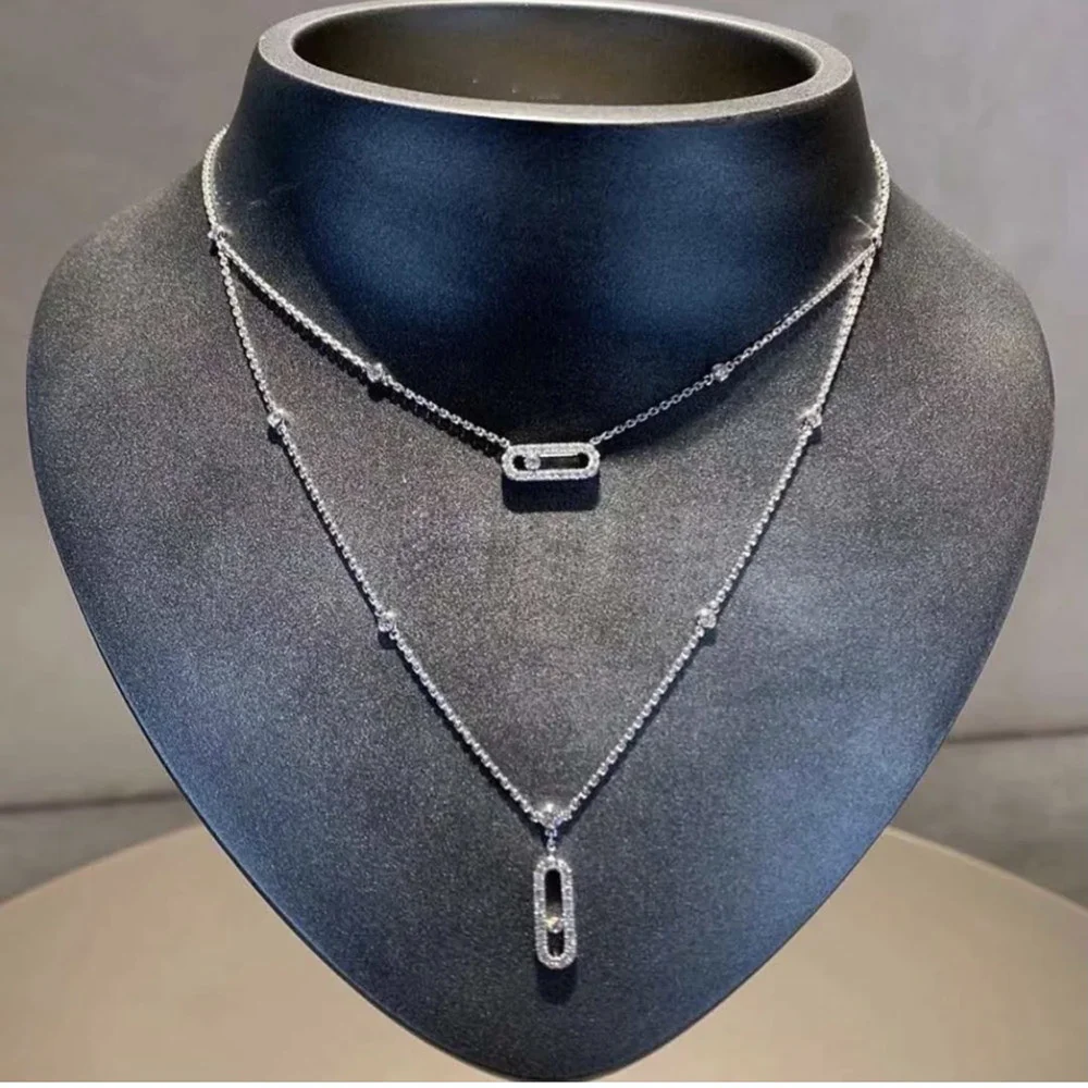 Personality Fashion Women's Double Layer Necklace S925 Sterling Silver Elegant Lady Party Gift Beads Are Movable Brand Jewelry
Personality Fashion Women's Double Layer Necklace S925 Sterling Silver Elegant Lady Party Gift Beads Are Movable Brand Jewelry