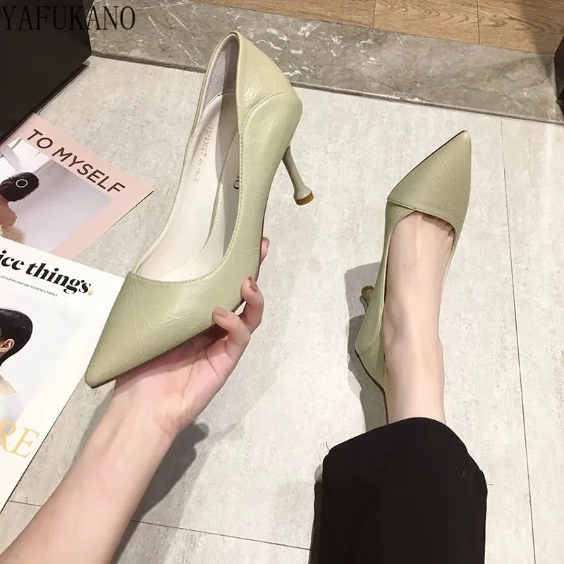 French Style Small Fresh High Heels 7Cm Thin Heels Women Pumps Lady Temperament Beige Single Shoes Soft Leather Cosy Work Shoes
French Style Small Fresh High Heels 7Cm Thin Heels Women Pumps Lady Temperament Beige Single Shoes Soft Leather Cosy Work Shoes