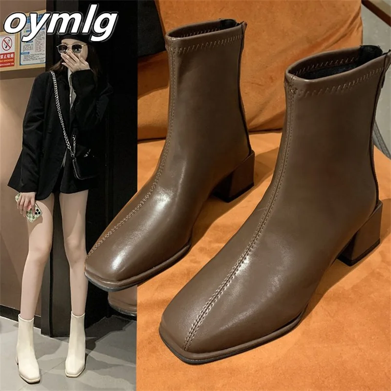 Fashion boots women's leather short boots 2022 autumn winter new square toe thick heel boots women's single boots and nude boots 
Fashion boots women's leather short boots 2022 autumn winter new square toe thick heel boots women's single boots and nude boots