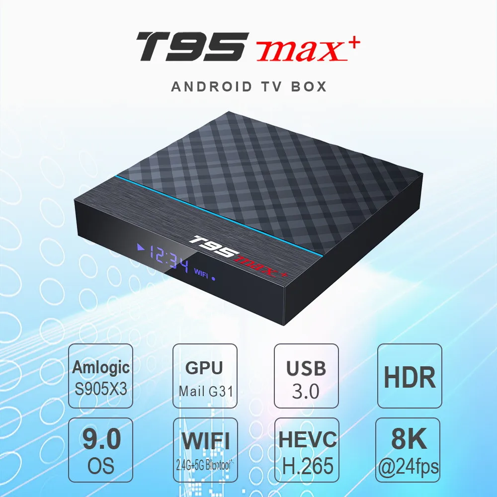 ТВ-приставка T95 MAX Plus, Android 9,0, Amlogic S905X3, 4K, четырехъядерный процессор, 2,4 ГГц и телефон, Wi-Fi, BT4.1, H.265
ТВ-приставка T95 MAX Plus, Android 9,0, Amlogic S905X3, 4K, четырехъядерный процессор, 2,4 ГГц и телефон, Wi-Fi, BT4.1, H.265