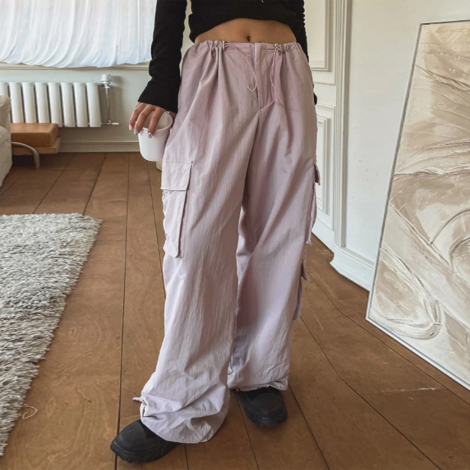 Women Casual Sweatpants Loose Solid Color Y2K Parachute Cargo Pants Retro Pocket Drawstring Hip-Hop Summer Joggers Overalls 2023
Women Casual Sweatpants Loose Solid Color Y2K Parachute Cargo Pants Retro Pocket Drawstring Hip-Hop Summer Joggers Overalls 2023