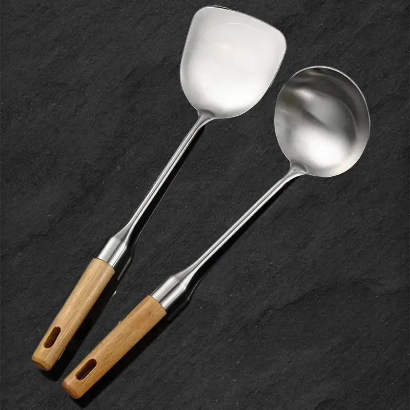

Stainless Steel Soup Spoon Spatula Kitchenware Set Kitchen Stir-Fry Spatula Household Kitchenware Supplies Cooking Utensils