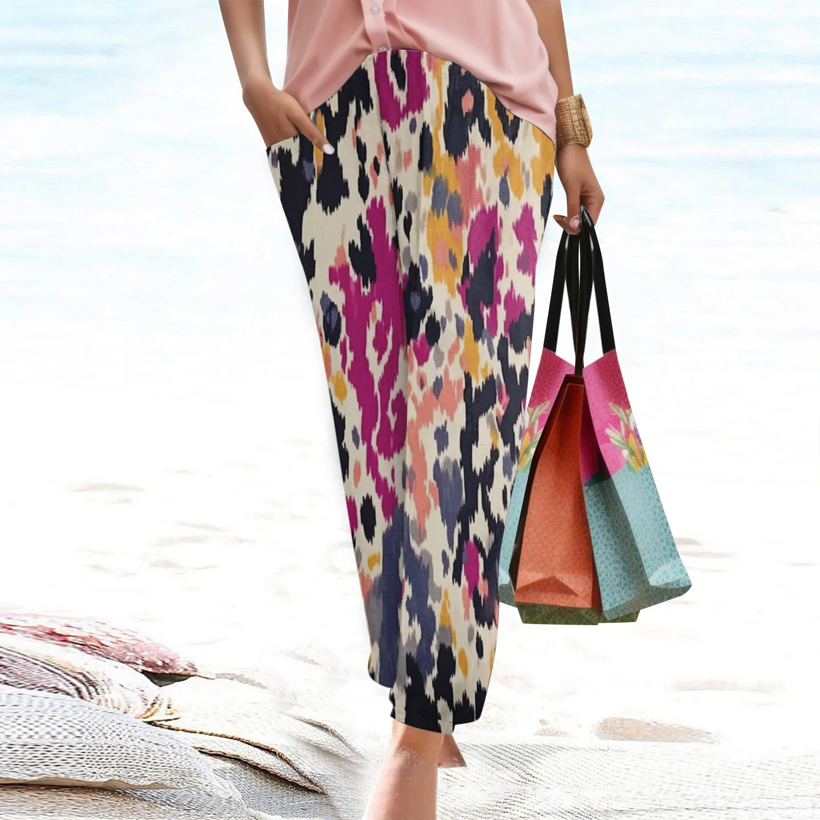Women Print Harem Trousers Slip On Trousers Boho Beach Trousers Lightweight Casual Loose Trousers With Pockets Pants for Womens
Women Print Harem Trousers Slip On Trousers Boho Beach Trousers Lightweight Casual Loose Trousers With Pockets Pants for Womens