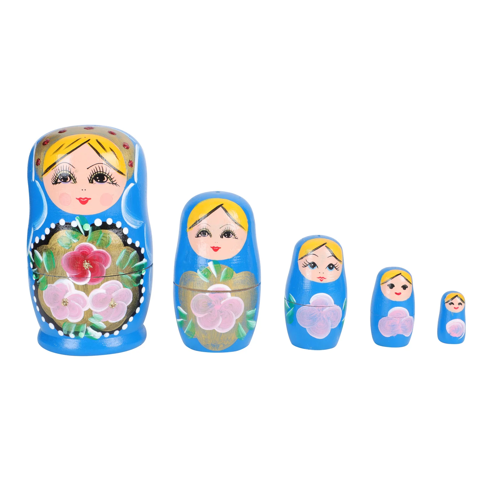 

5 Pcs Craft Ornaments Painted Matryoshka Toy Toys Girls Lotus Tree Russian Dolls Stacking Travel Wooden