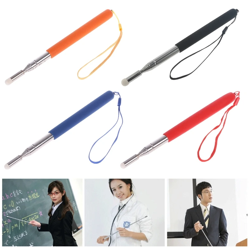 

Professional Torch Whiteboard Pen Felt Head Stainless Steel Telescopic Teacher Pointer 1M