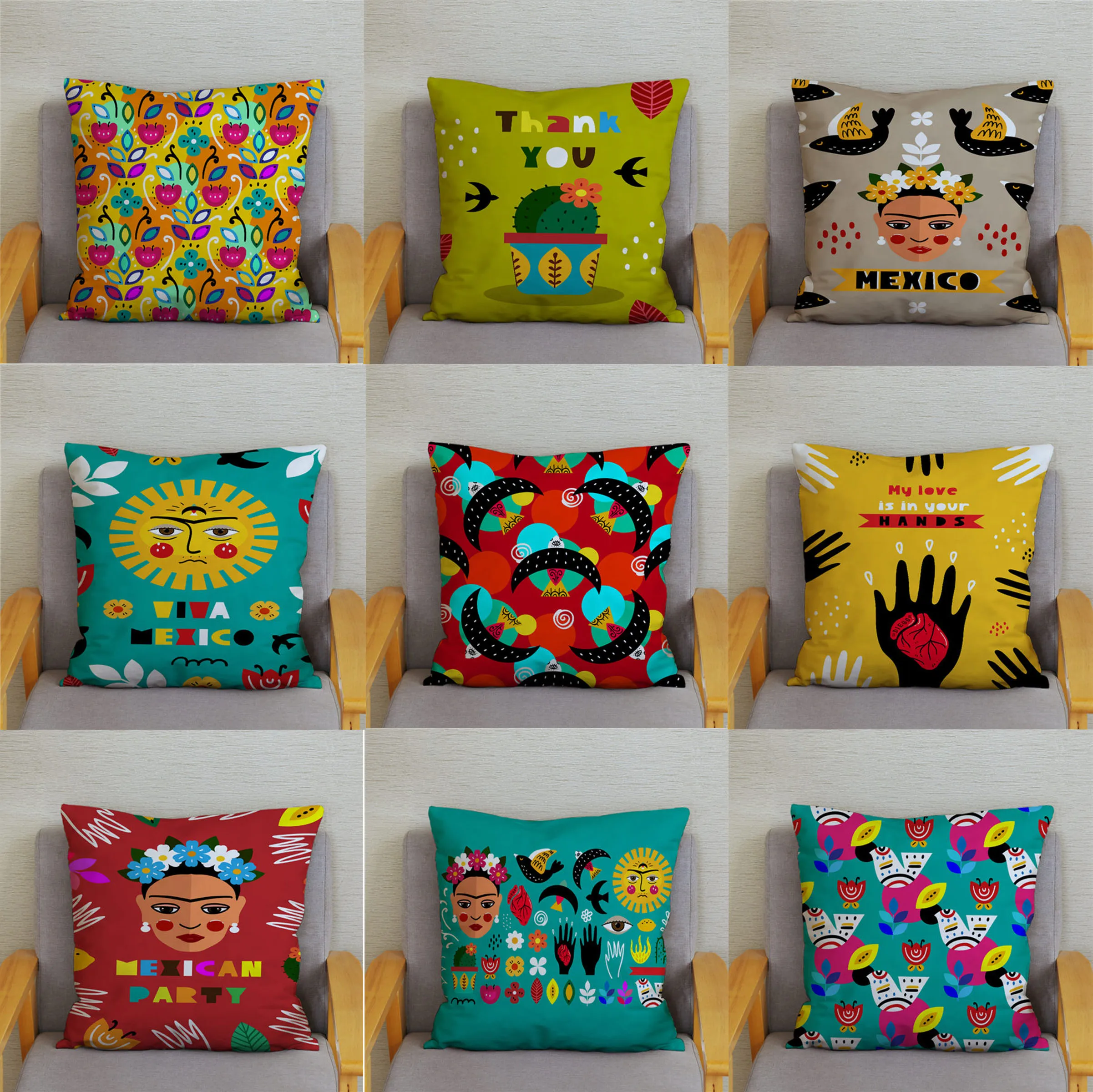 

45x45cm Mexican National Style Polyester Printing Pillowcase Cushion Cover Hold Pillowcase Home Decoration Cushion Pillowcase
