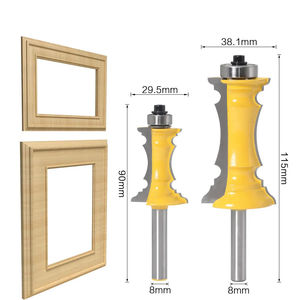 8mm Shank Crown Molding Router Bits Set with Bearing Wood Face Milling Cutters Kit Chair Rail Molding Bits 2-Size
8mm Shank Crown Molding Router Bits Set with Bearing Wood Face Milling Cutters Kit Chair Rail Molding Bits 2-Size