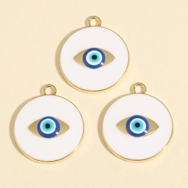 5pcs Gold Color 24x21mm Enamel Eye Charms Round Pendant Fit Necklaces Bracelet DIY Handmade Jewelry Making Finding Supplies
5pcs Gold Color 24x21mm Enamel Eye Charms Round Pendant Fit Necklaces Bracelet DIY Handmade Jewelry Making Finding Supplies