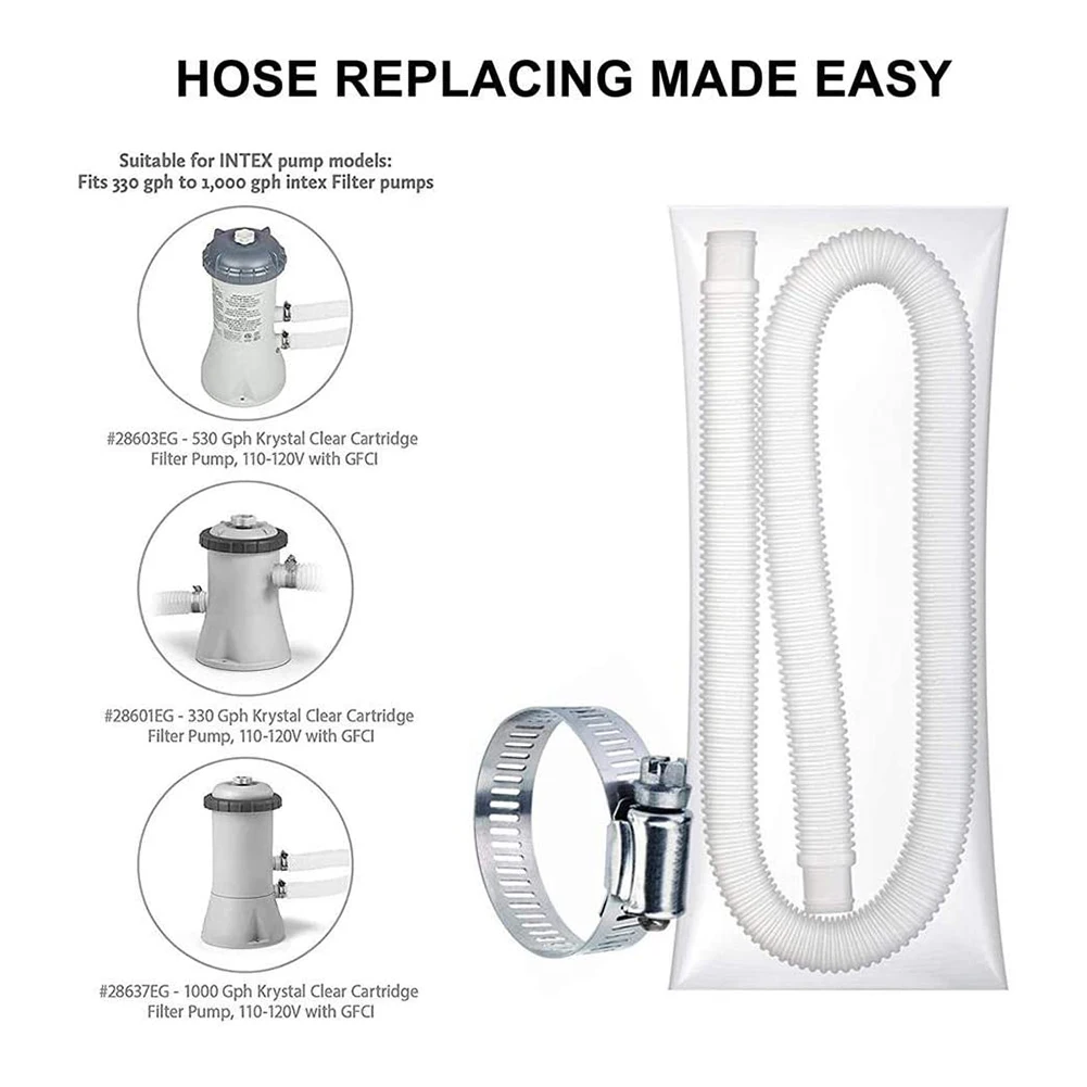 Swimming pool replacement hose Swimming pool pump replacement hose Filter Pool Hose with 4 Metal Clamps Swimming Pool Accessorie
Swimming pool replacement hose Swimming pool pump replacement hose Filter Pool Hose with 4 Metal Clamps Swimming Pool Accessorie