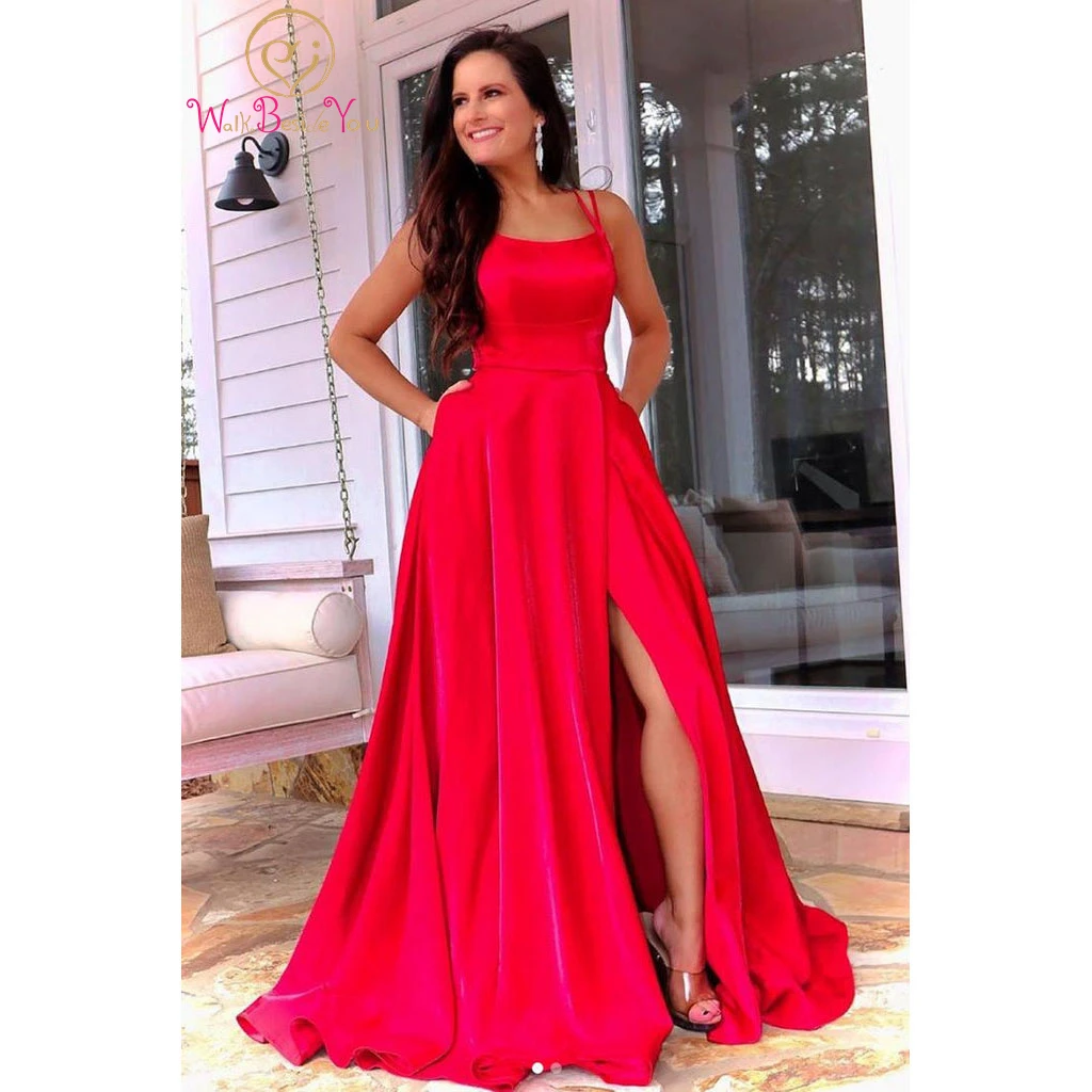 Red Long Evening Dresses Elegant Simple Cheap Satin Slit Spaghetti Strap A Line Sleeveless Prom Party Gown Special Occasion
Red Long Evening Dresses Elegant Simple Cheap Satin Slit Spaghetti Strap A Line Sleeveless Prom Party Gown Special Occasion