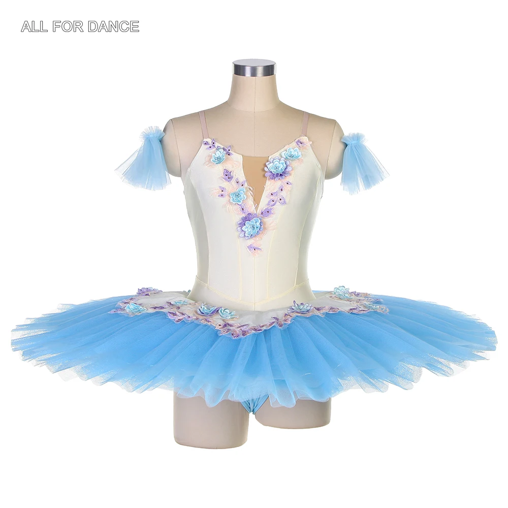 

BLL469 Ivory Spandex Bodice with Sky Blue Pancake Tutu Skirt Child and Adult Ballet Dance Costume Pre-Professional Ballet Tutus